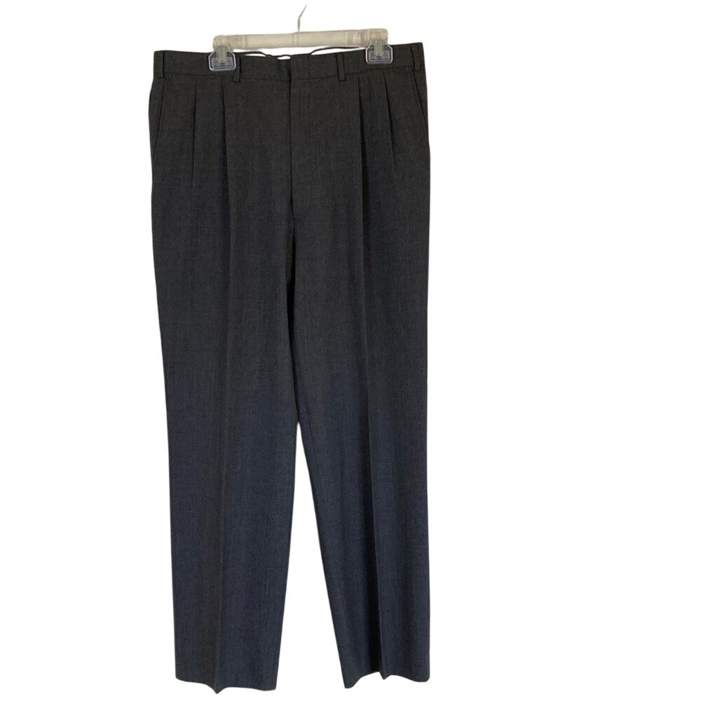 Marc Jeffries Men's Worsted Wool Classic Gray Pants Size 36x31 Wrinkle Resistant